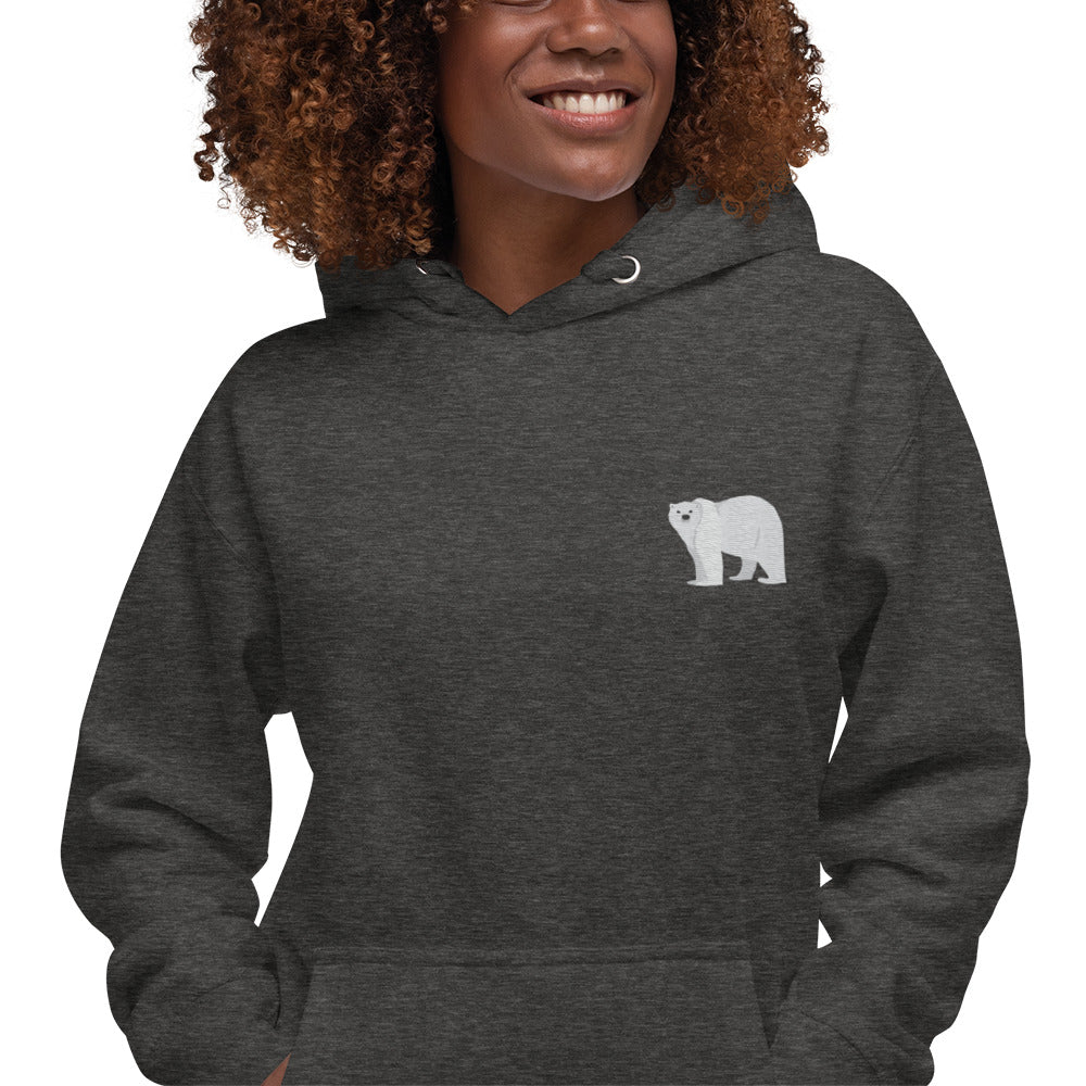 Think Ocean Polar Bear Aspirations Cotton Blend Embroidered Hoodie