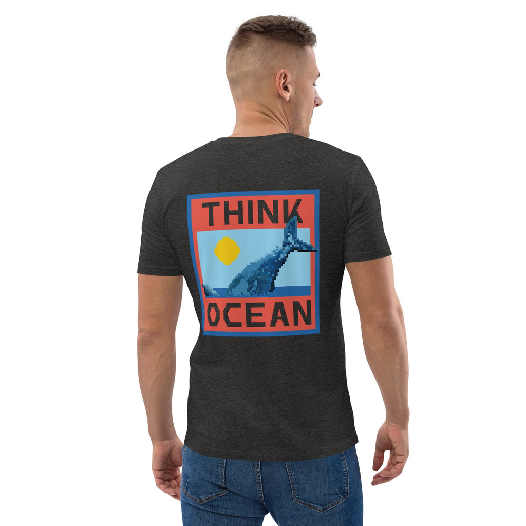Think Ocean Whale Pixel Art Organic Cotton T-Shirt