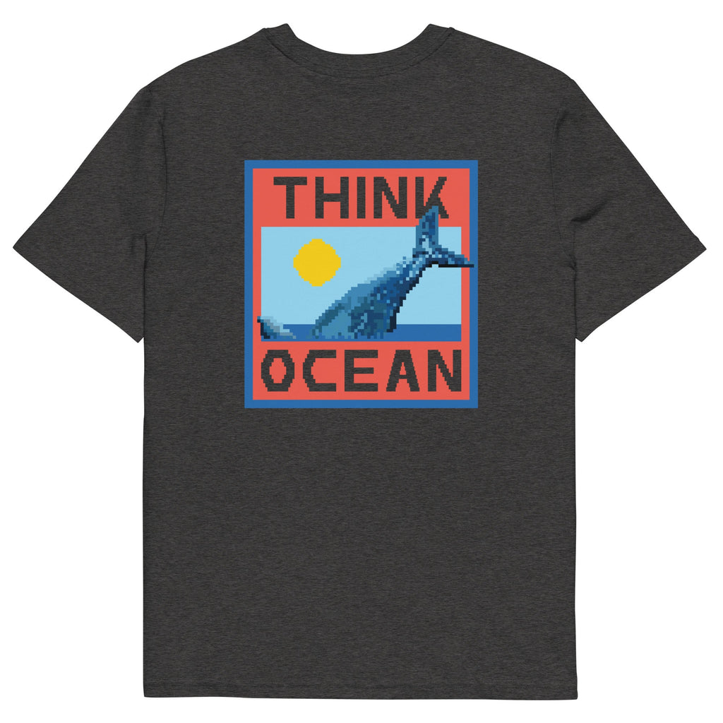 Think Ocean Whale Pixel Art Organic Cotton T-Shirt