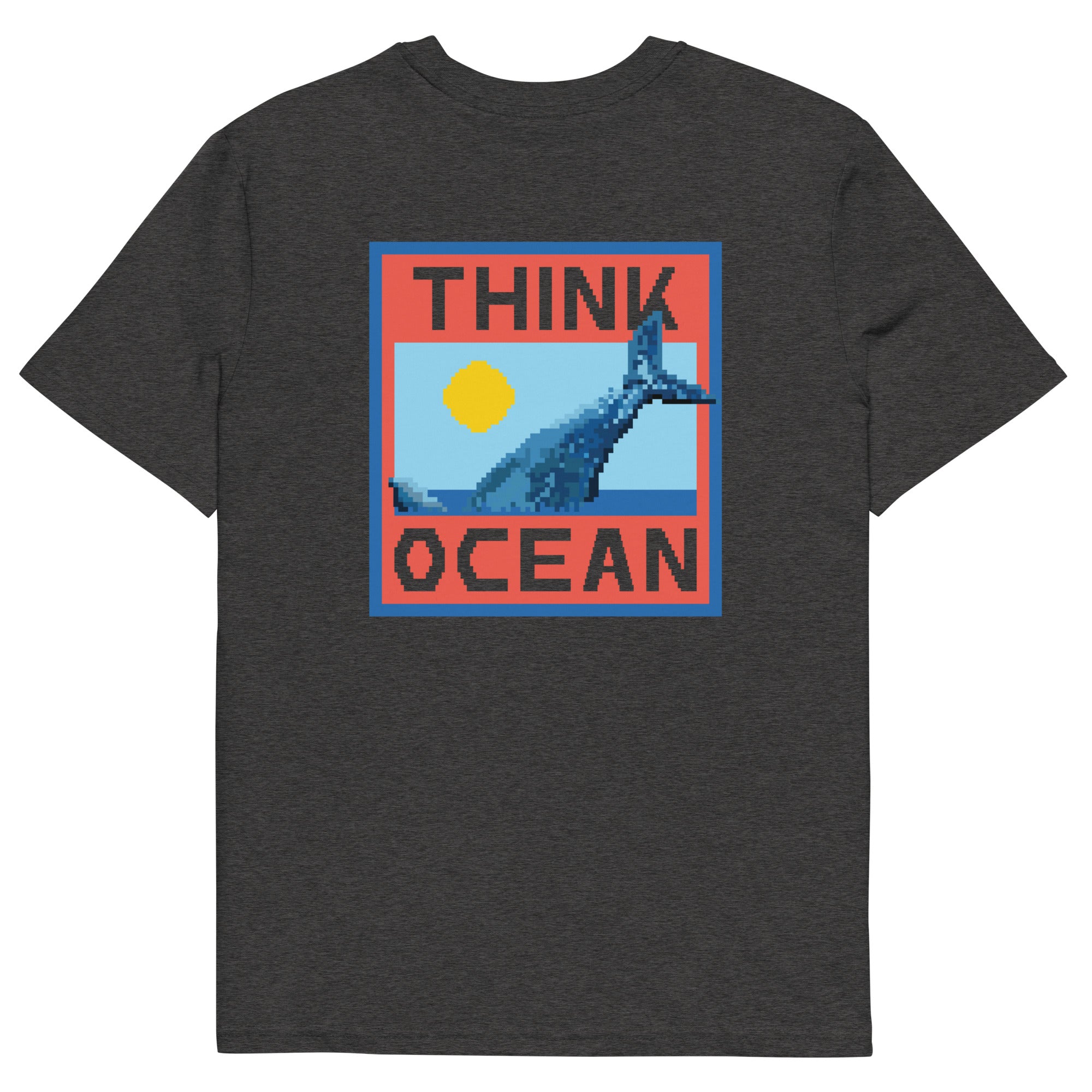 Think Ocean Whale Pixel Art Organic Cotton T-Shirt