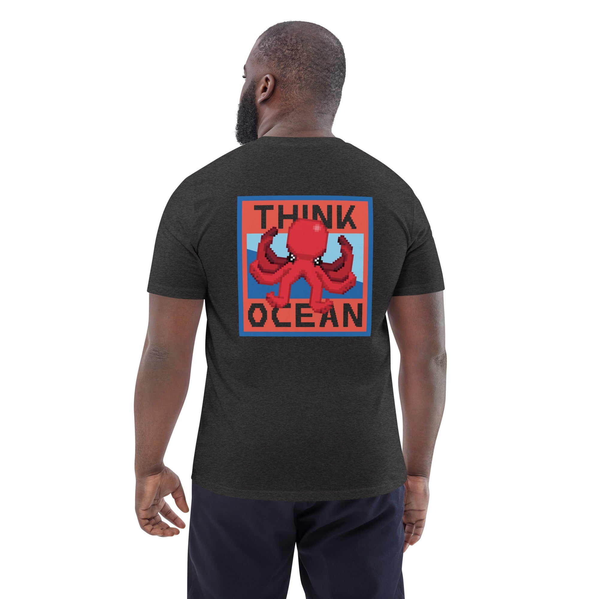 Think Ocean Octopus Pixel Art Organic Cotton T-Shirt