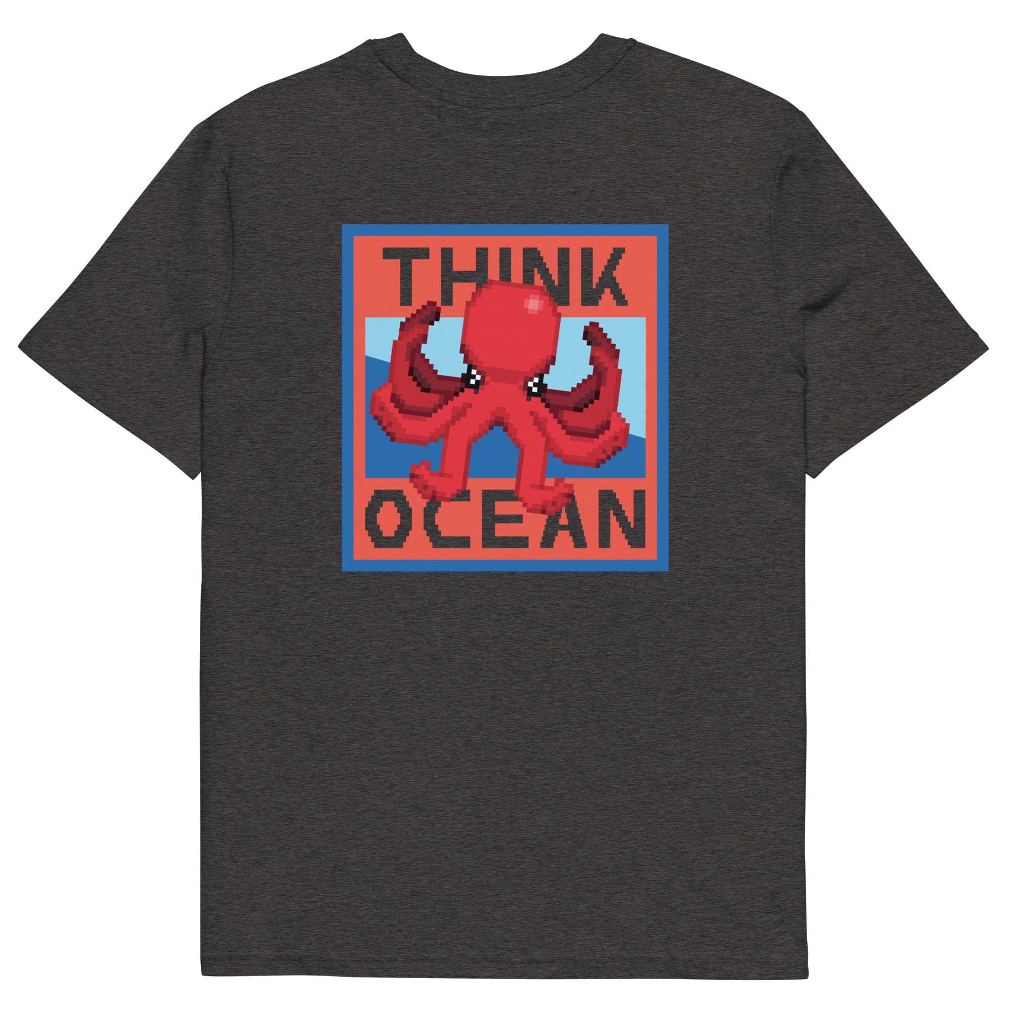 Think Ocean Octopus Pixel Art Organic Cotton T-Shirt
