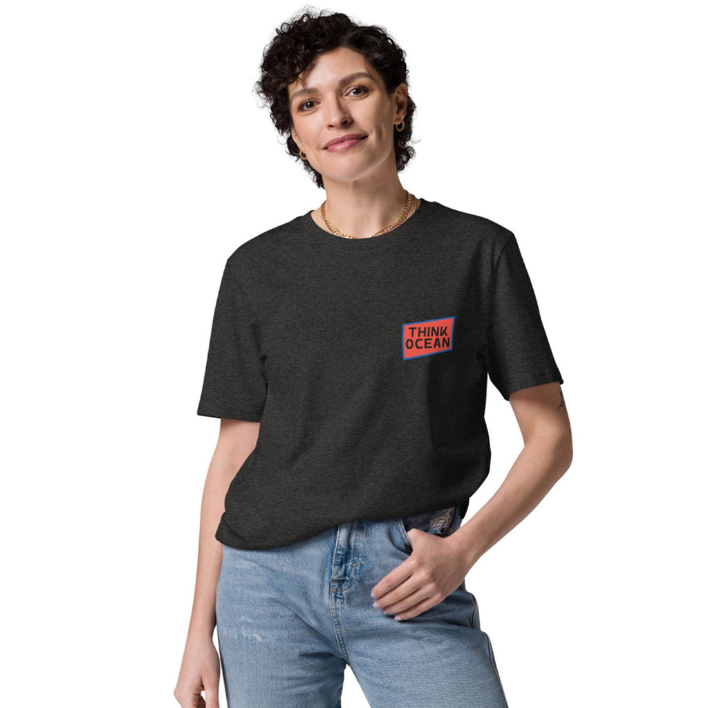 Think Ocean Whale Pixel Art Organic Cotton T-Shirt