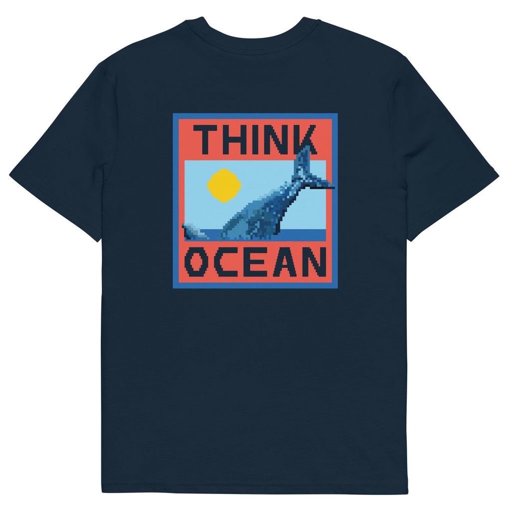 Think Ocean Whale Pixel Art Organic Cotton T-Shirt