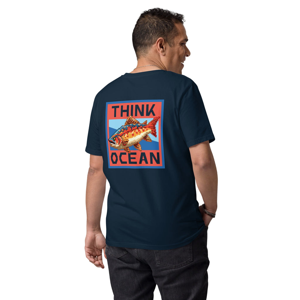 Think Ocean Fish Pixel Art Organic Cotton T-Shirt