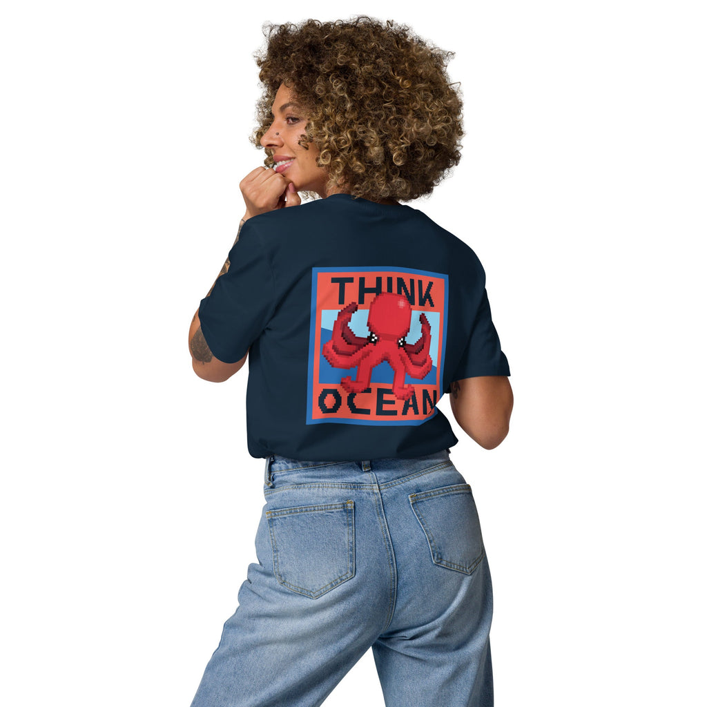 Think Ocean Octopus Pixel Art Organic Cotton T-Shirt