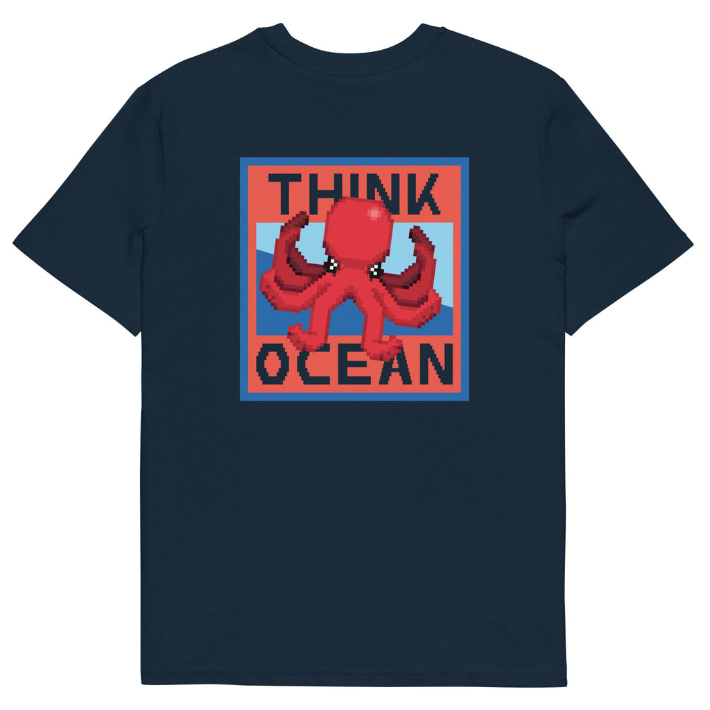 Think Ocean Octopus Pixel Art Organic Cotton T-Shirt