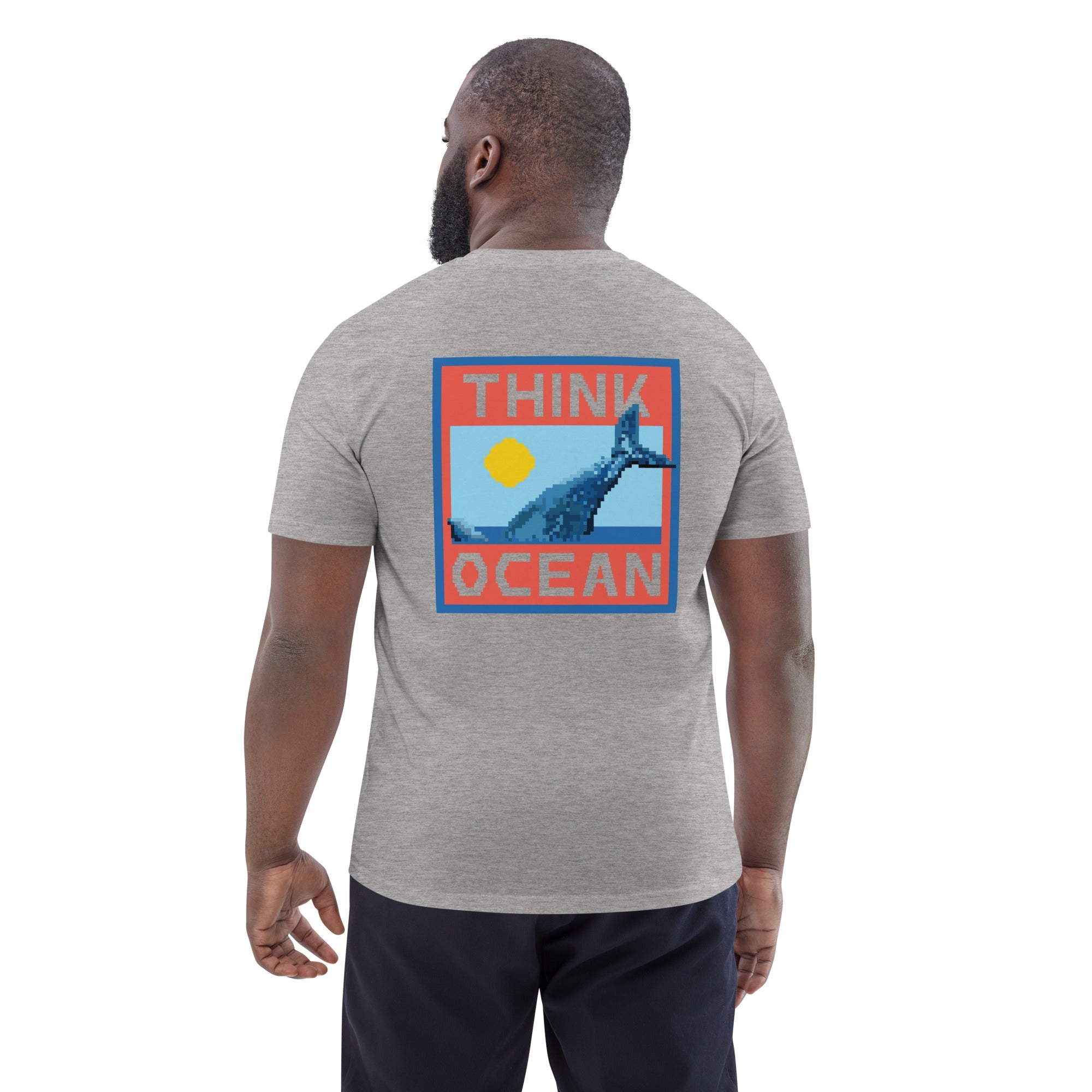 Think Ocean Whale Pixel Art Organic Cotton T-Shirt