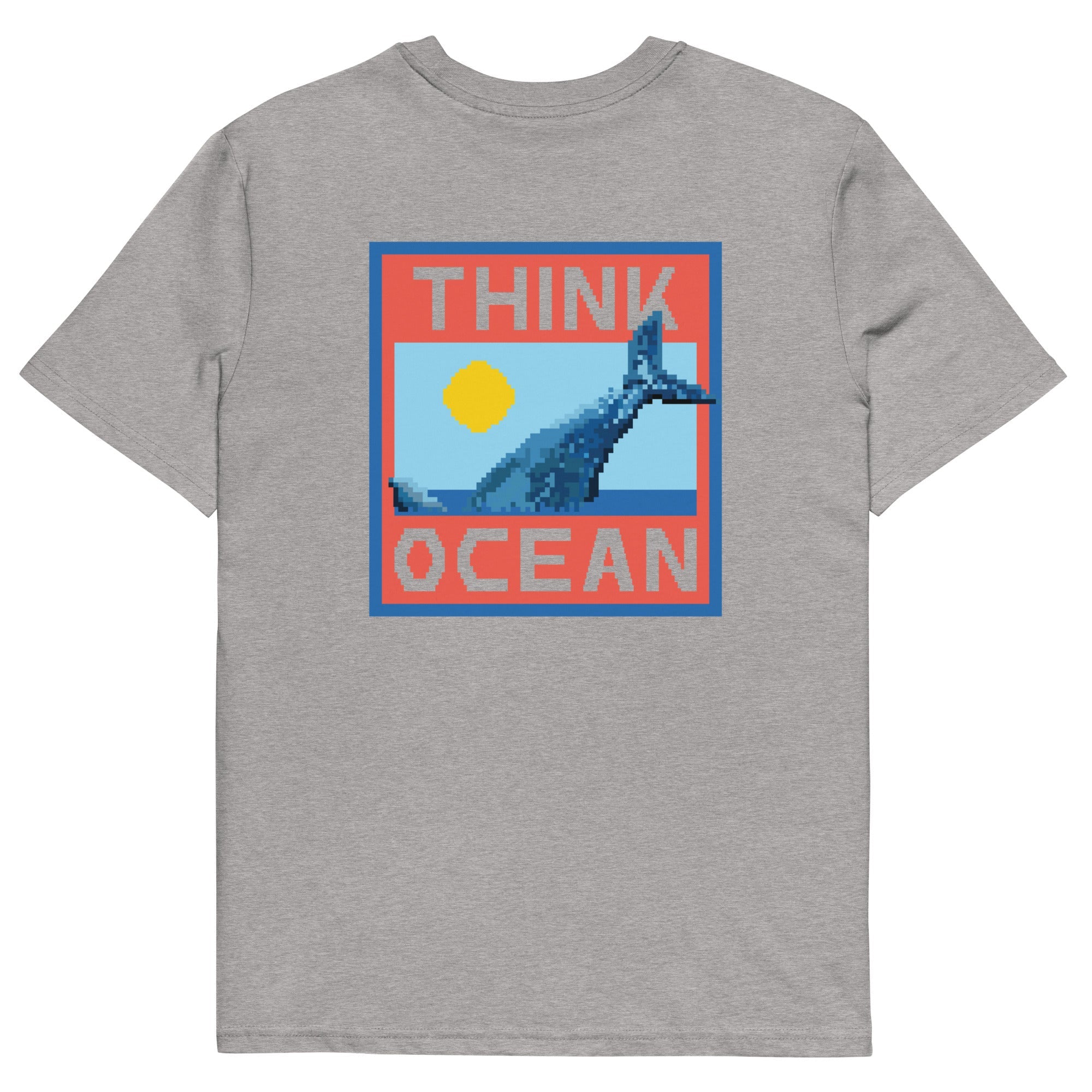 Think Ocean Whale Pixel Art Organic Cotton T-Shirt