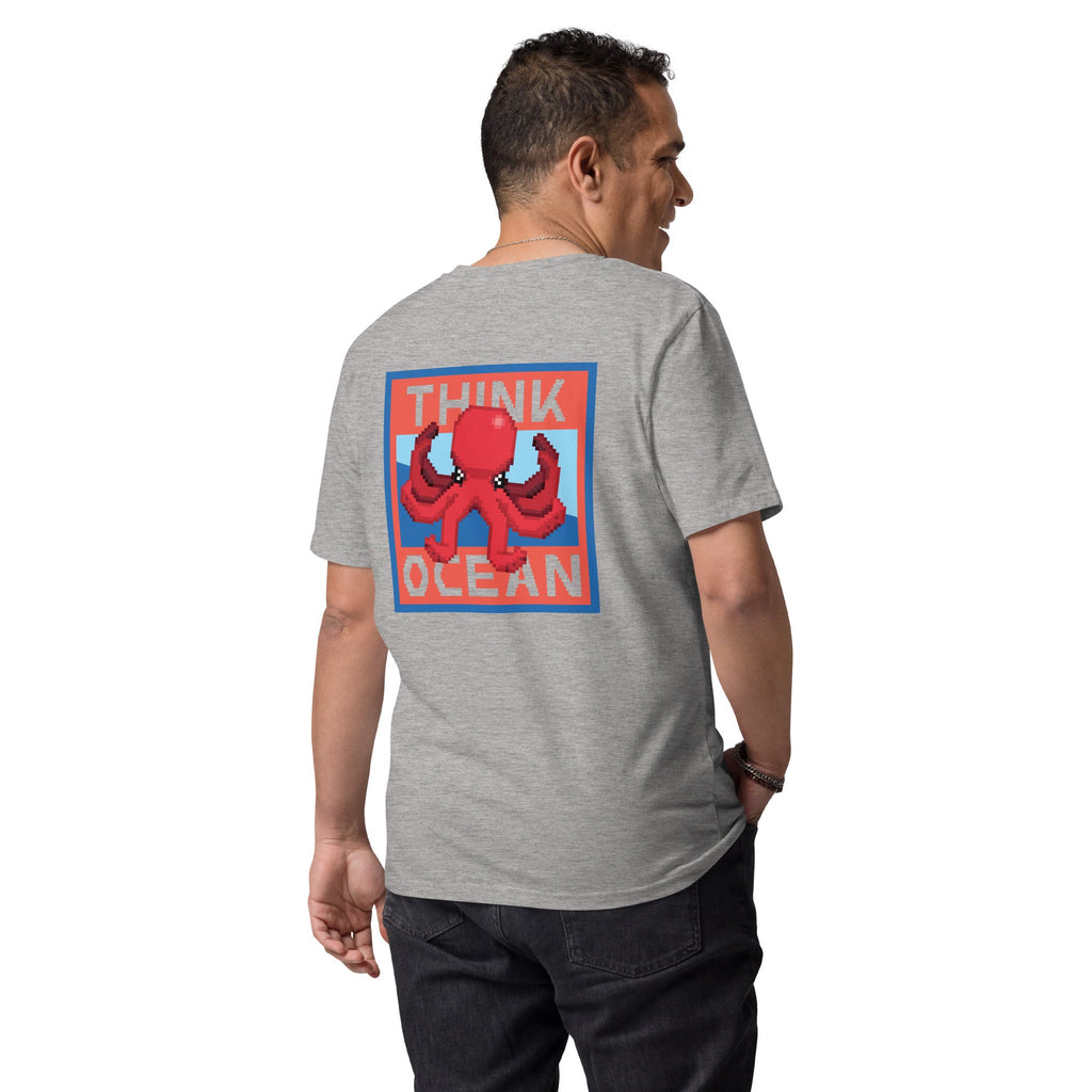 Think Ocean Octopus Pixel Art Organic Cotton T-Shirt
