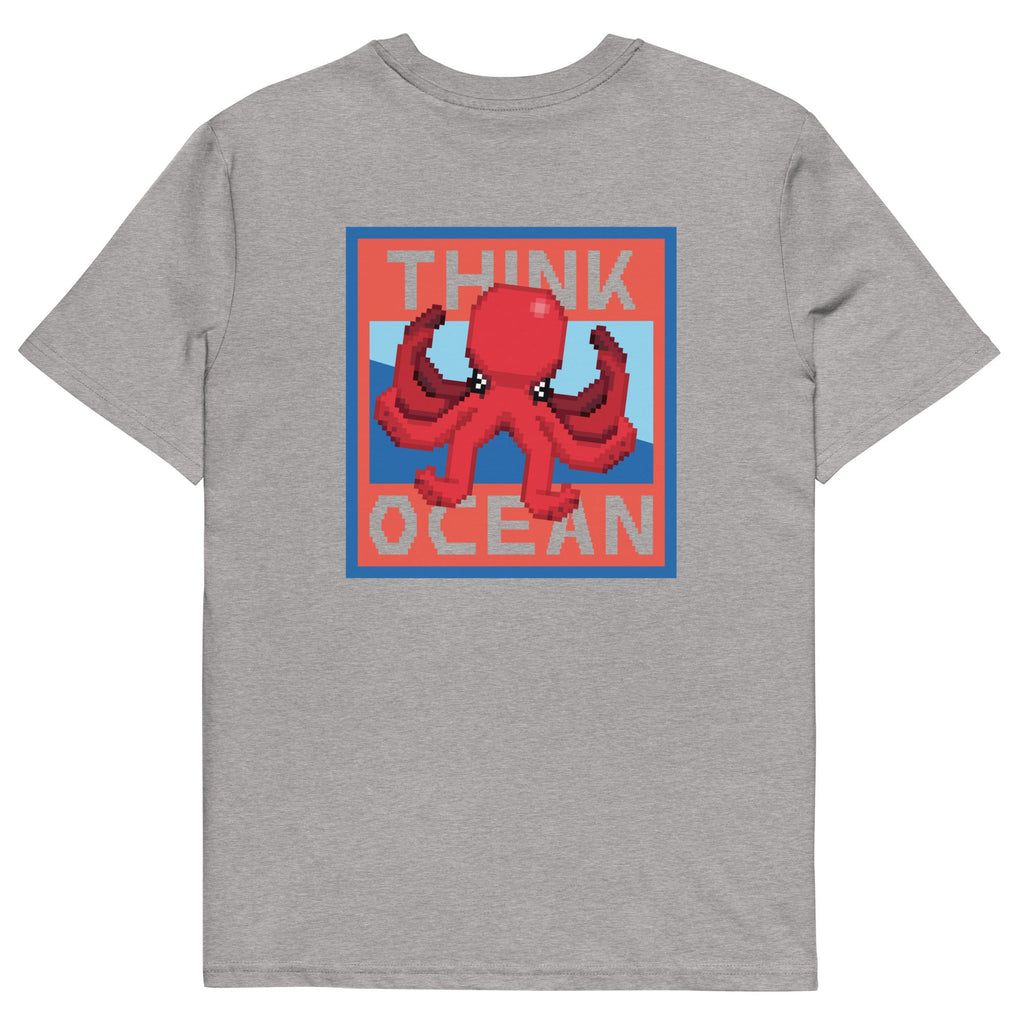 Think Ocean Octopus Pixel Art Organic Cotton T-Shirt