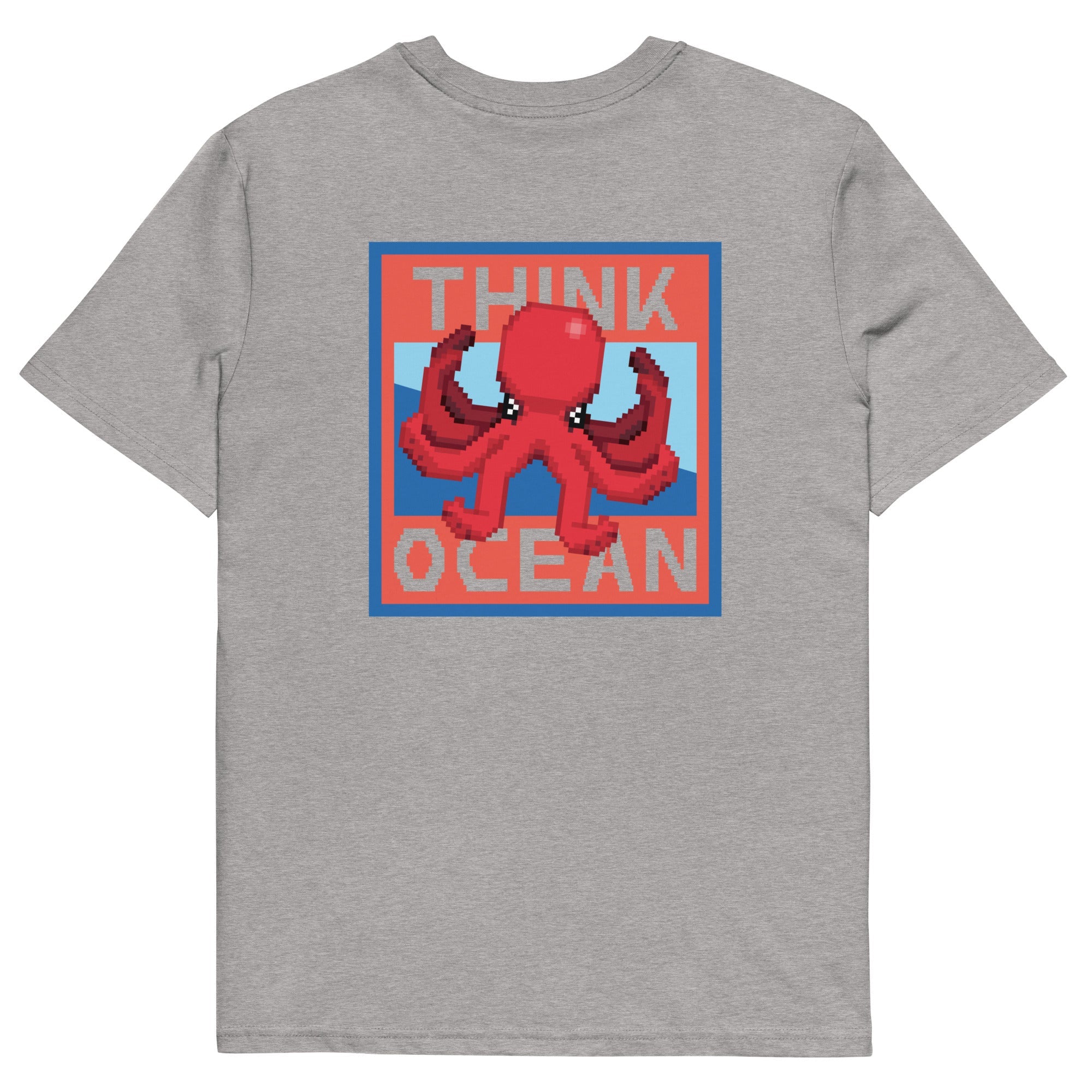 Think Ocean Octopus Pixel Art Organic Cotton T-Shirt