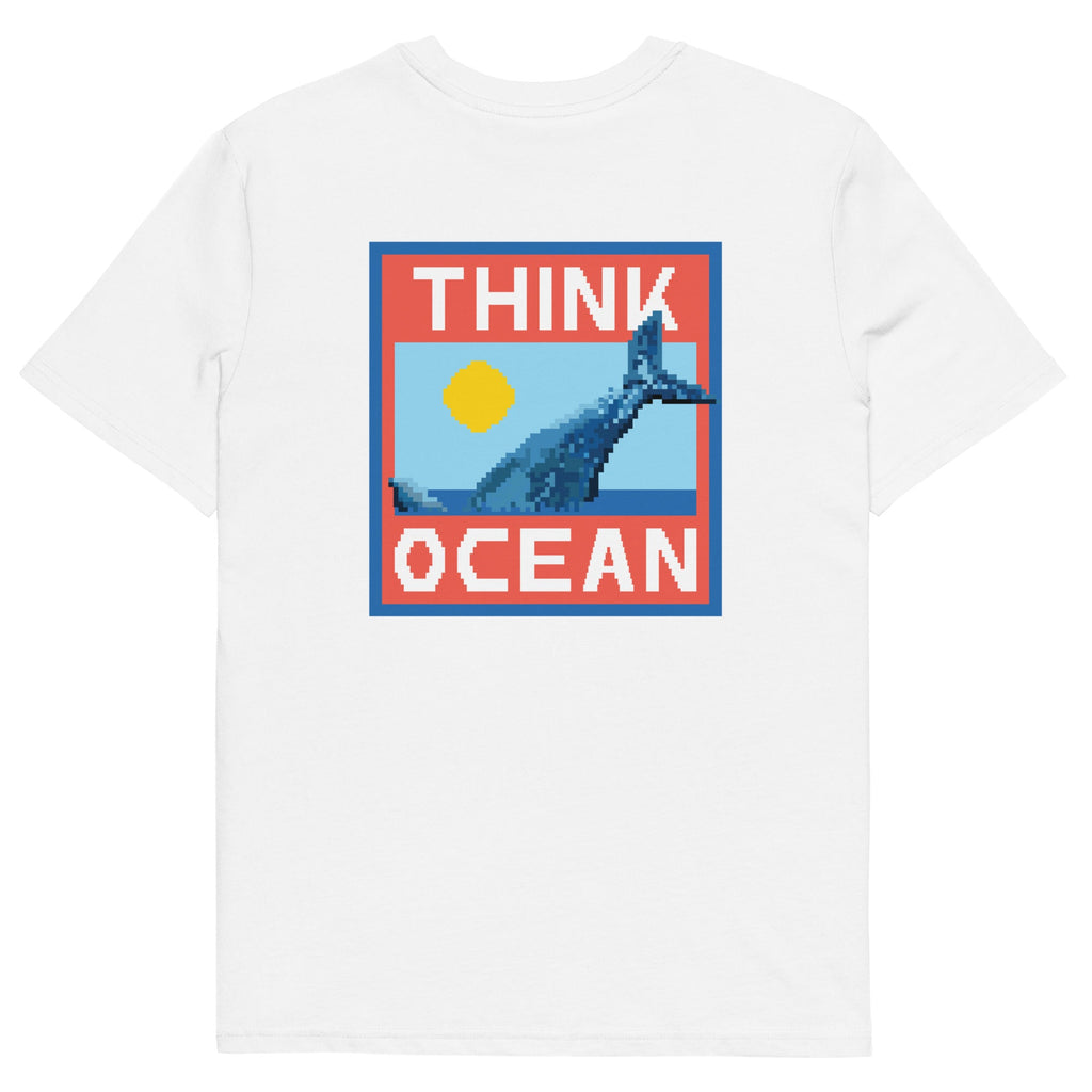 Think Ocean Whale Pixel Art Organic Cotton T-Shirt