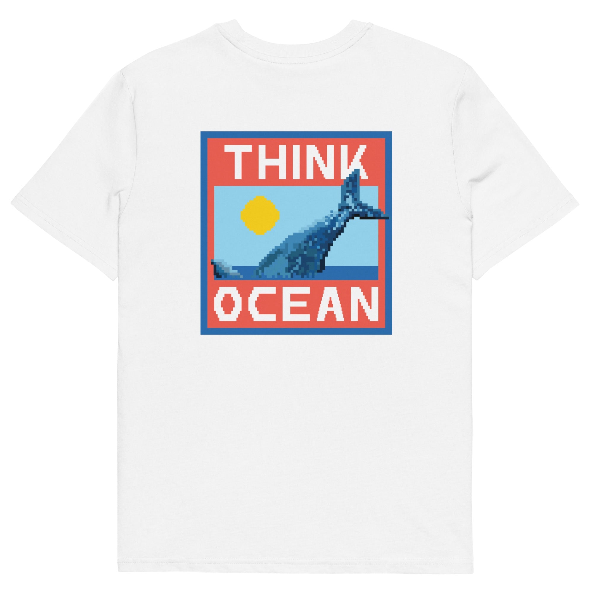 Think Ocean Whale Pixel Art Organic Cotton T-Shirt