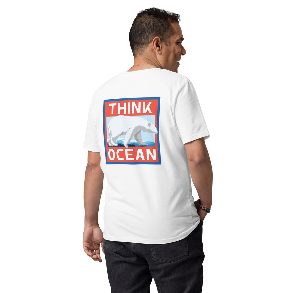 Think Ocean Polar Bear Pixel Art Organic Cotton T-Shirt