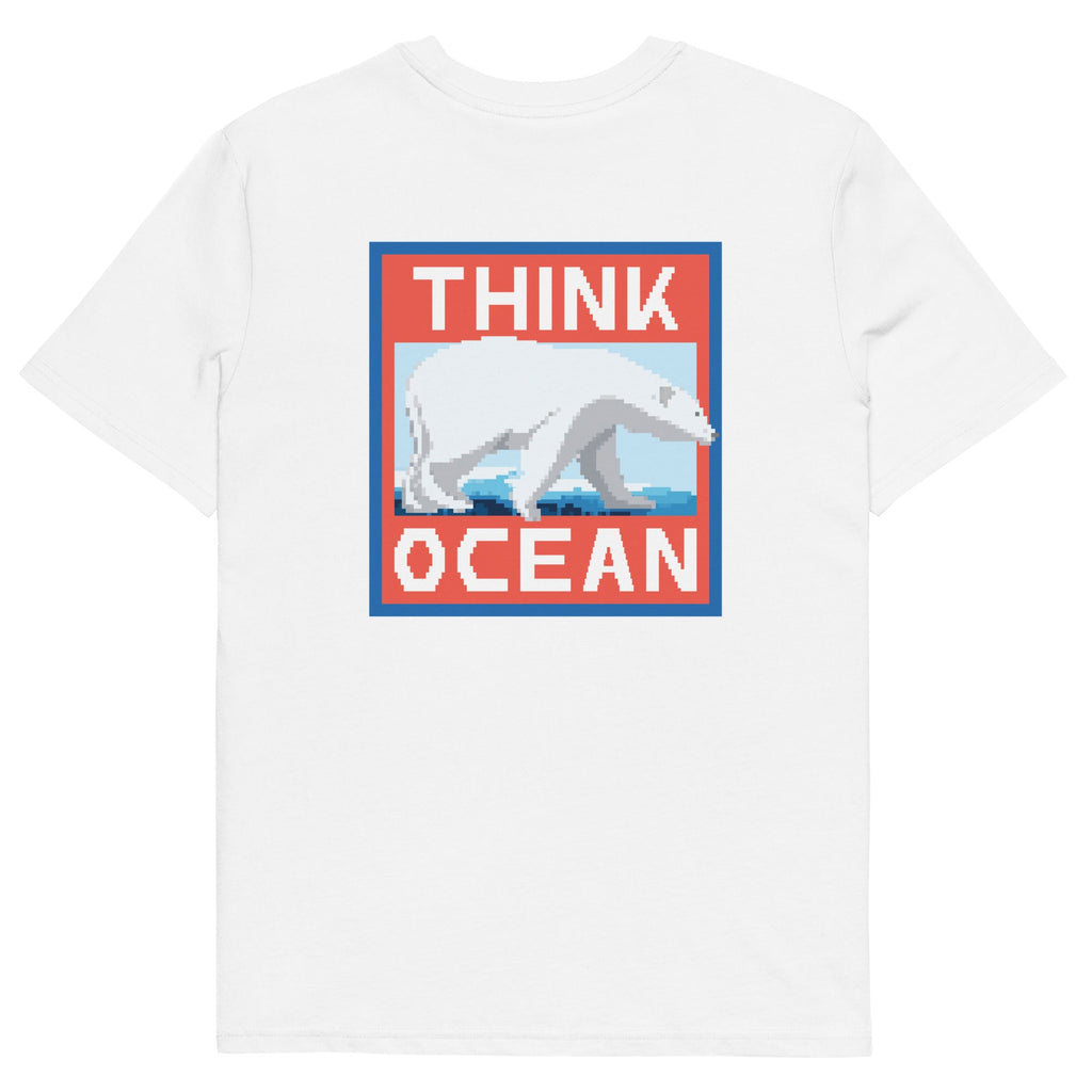 Think Ocean Polar Bear Pixel Art Organic Cotton T-Shirt