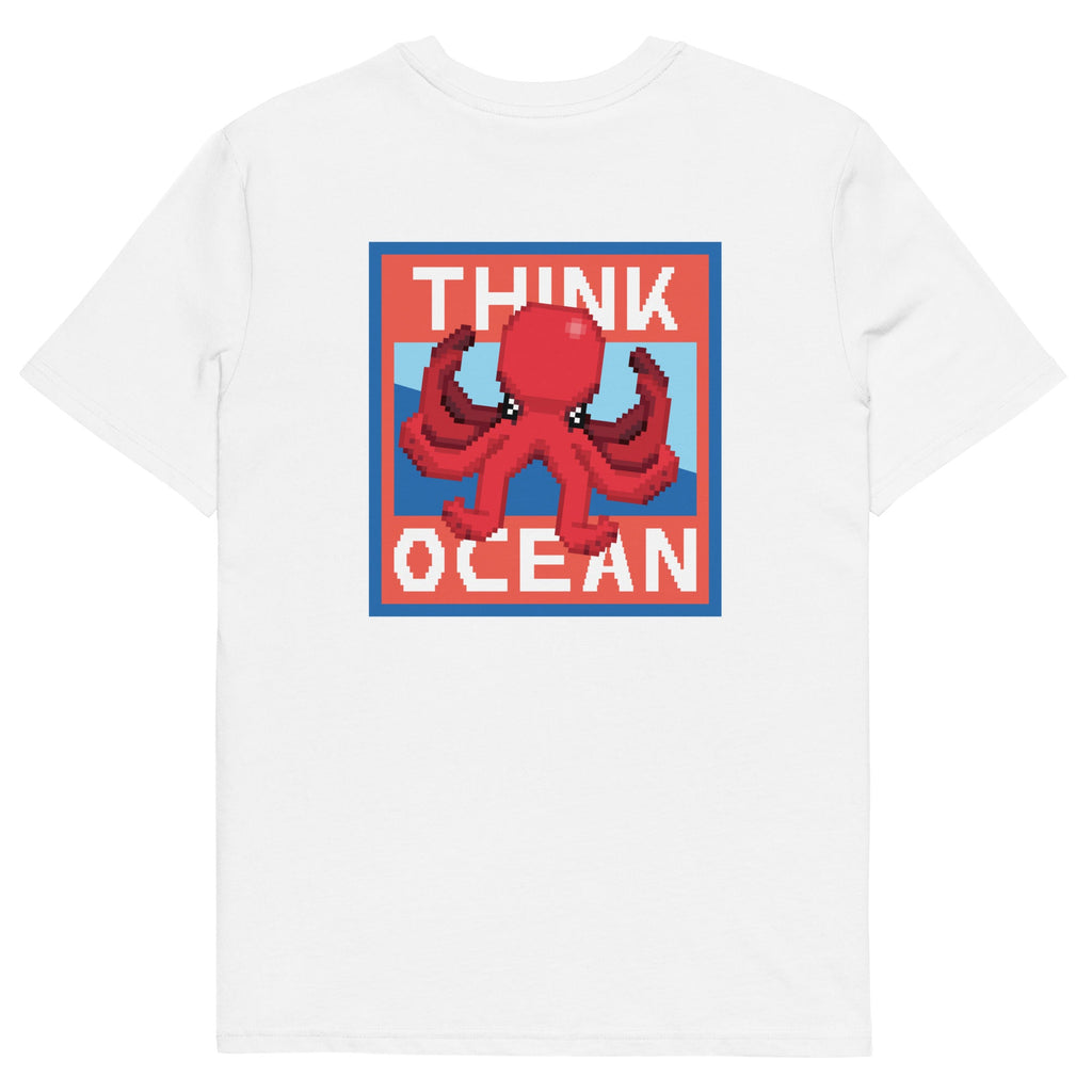Think Ocean Octopus Pixel Art Organic Cotton T-Shirt