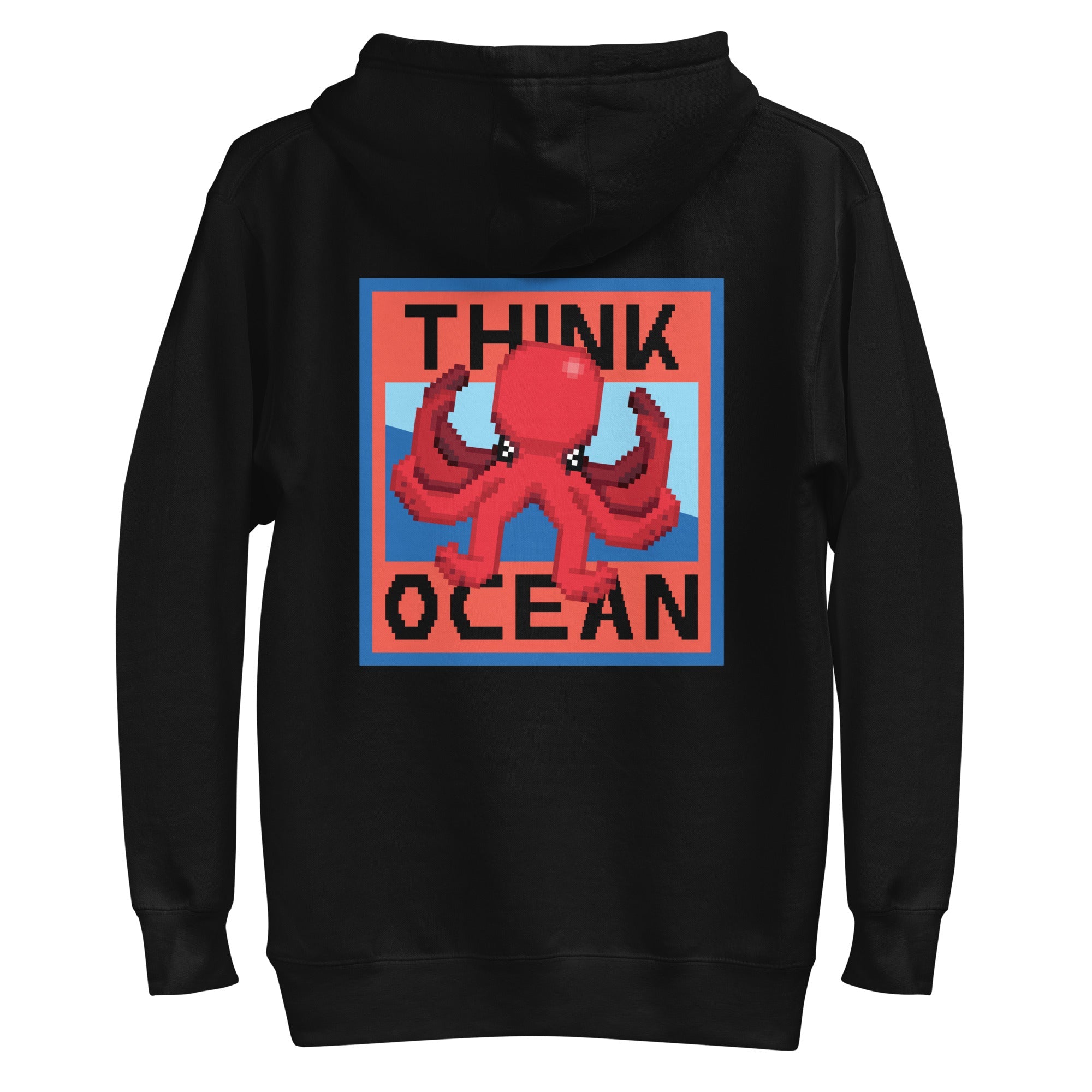 Think Ocean Octopus Pixel Art Cotton Blend Hoodie