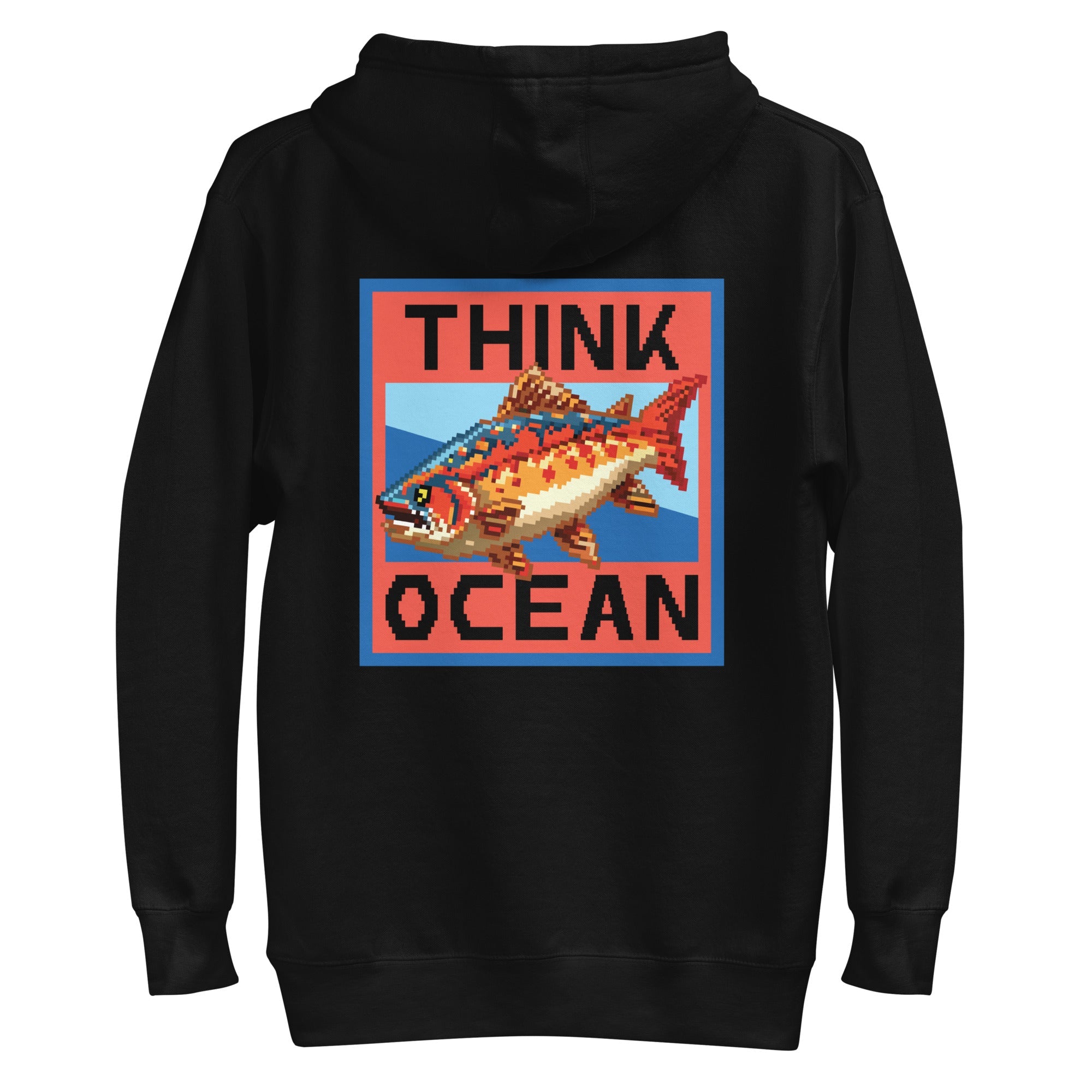 Think Ocean Fish Pixel Art Cotton Blend Hoodie
