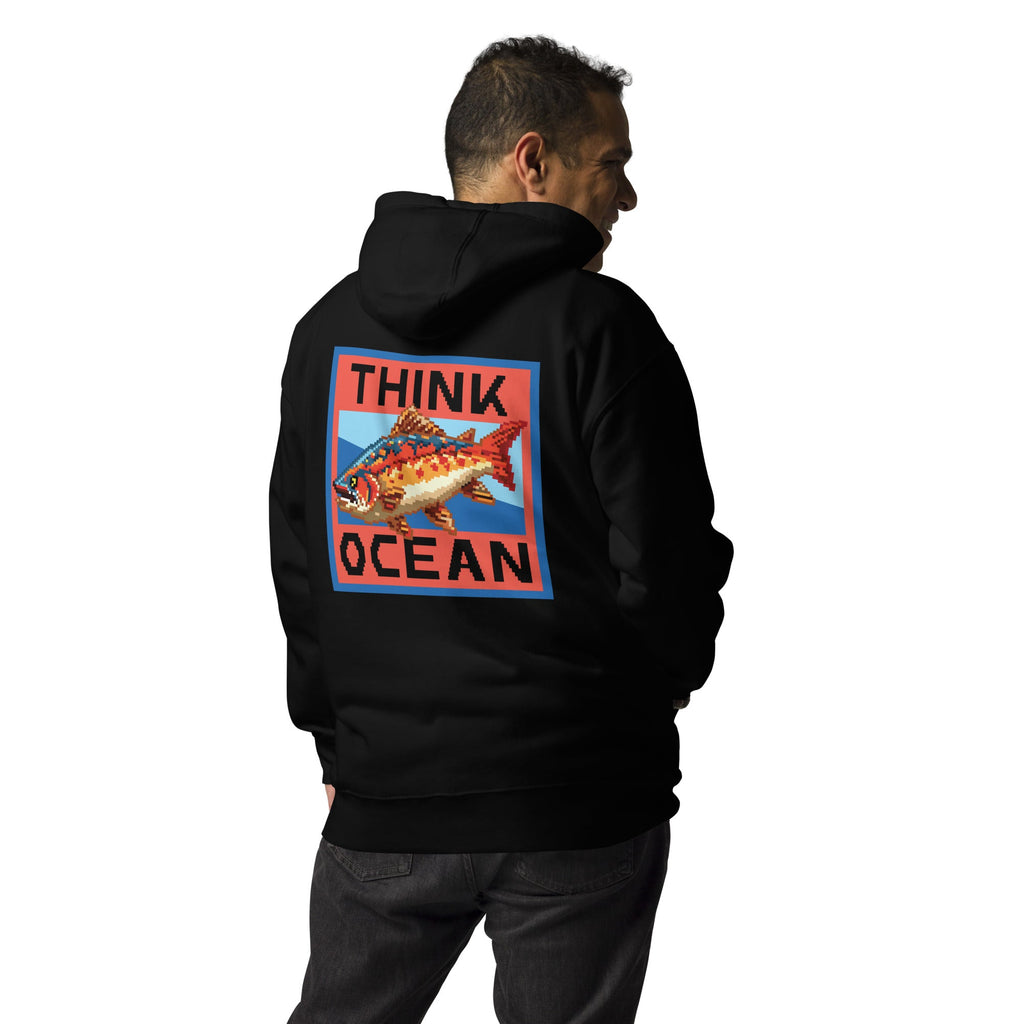 Think Ocean Fish Pixel Art Cotton Blend Hoodie