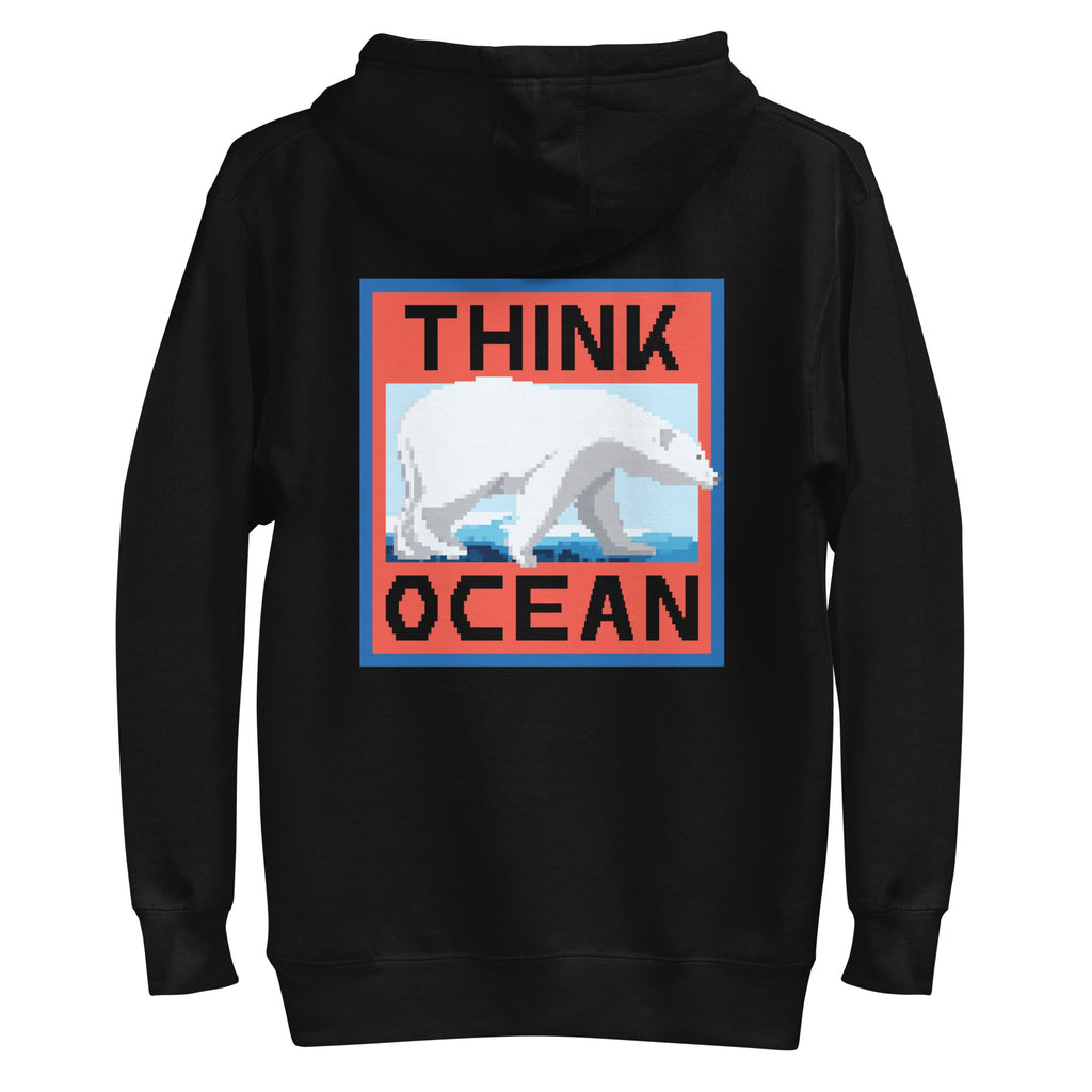 Think Ocean Polar Bear Pixel Art Cotton Blend Hoodie