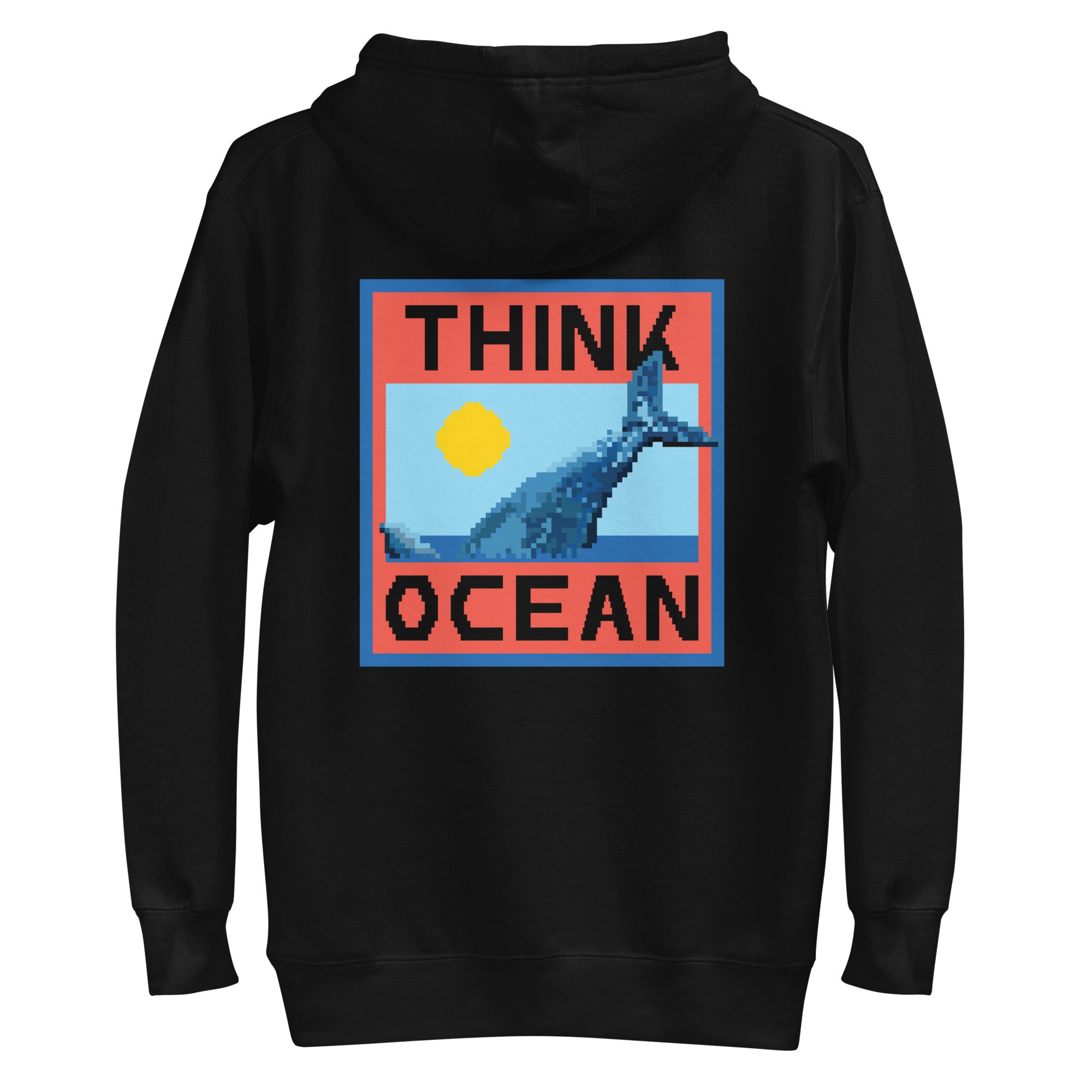 Think Ocean Whale Pixel Art Cotton Blend Hoodie
