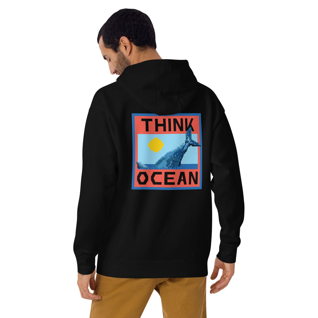 Think Ocean Whale Pixel Art Cotton Blend Hoodie