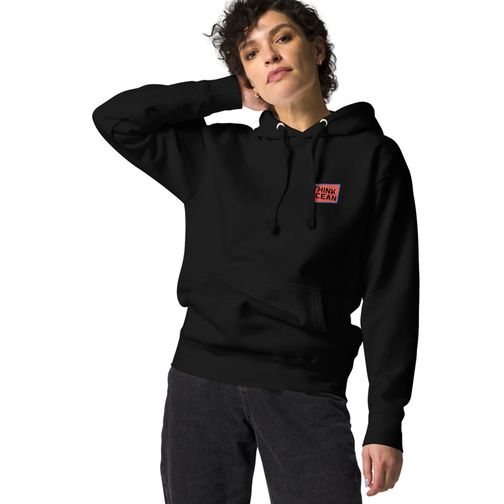 Think Ocean Whale Pixel Art Cotton Blend Hoodie