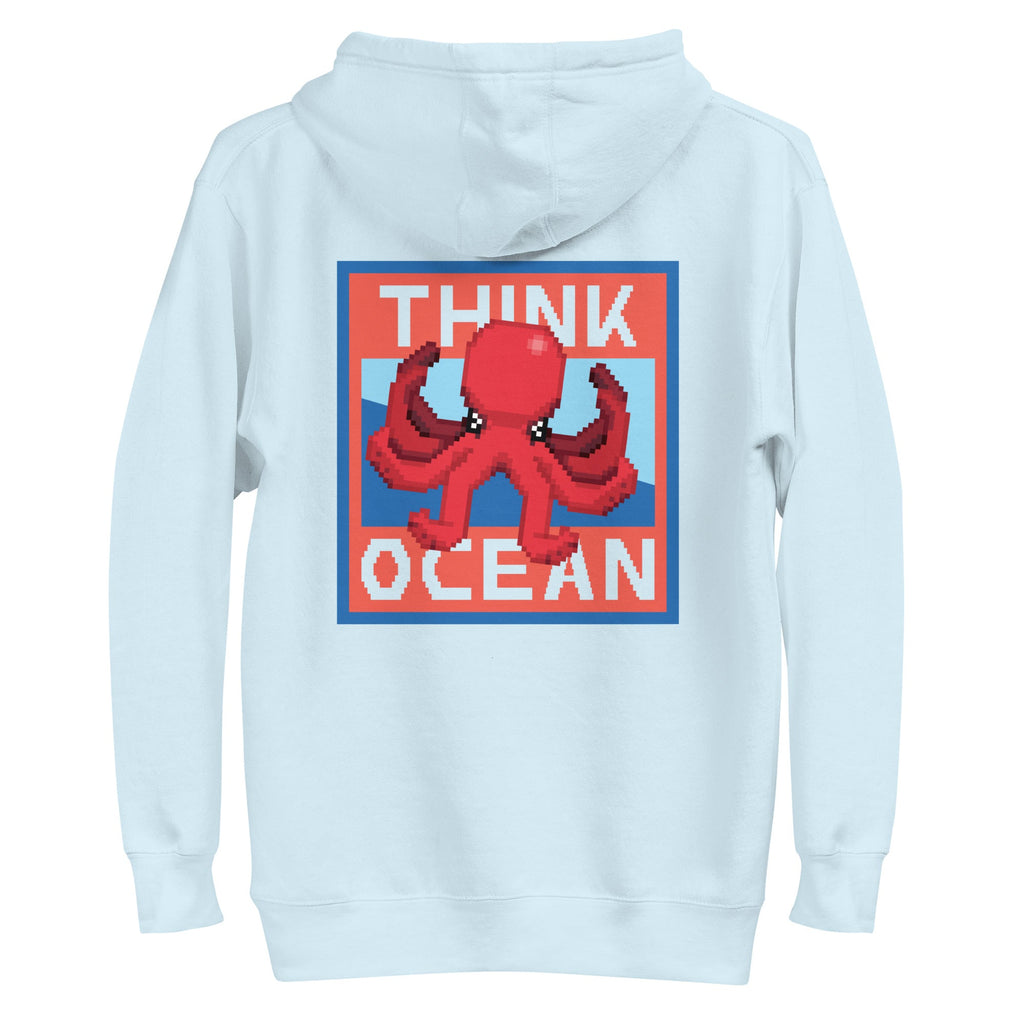 Think Ocean Octopus Pixel Art Cotton Blend Hoodie