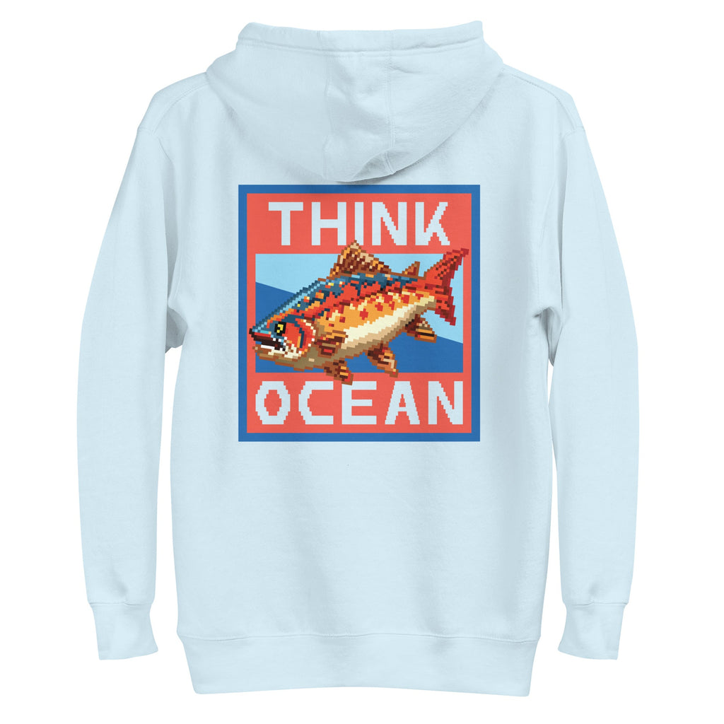 Think Ocean Fish Pixel Art Cotton Blend Hoodie