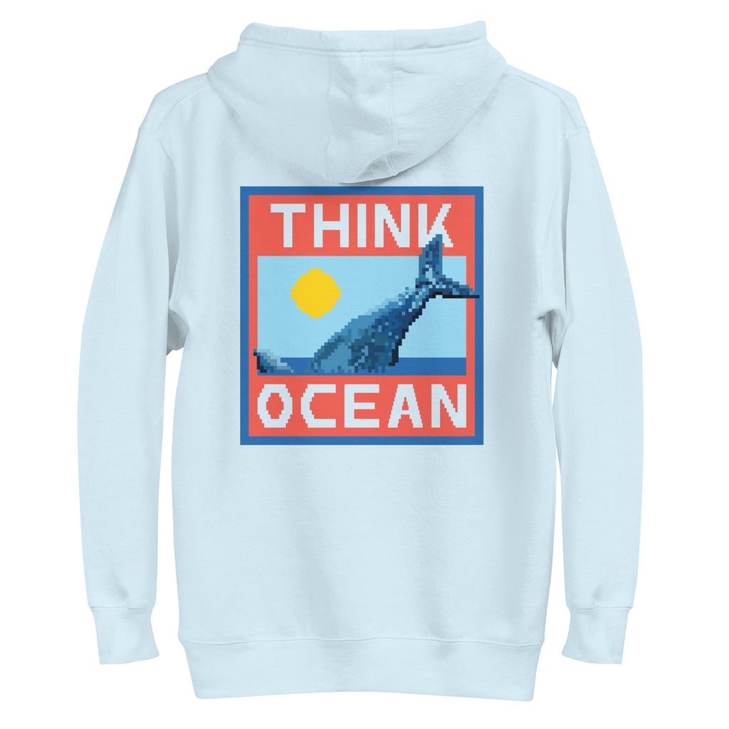 Think Ocean Whale Pixel Art Cotton Blend Hoodie
