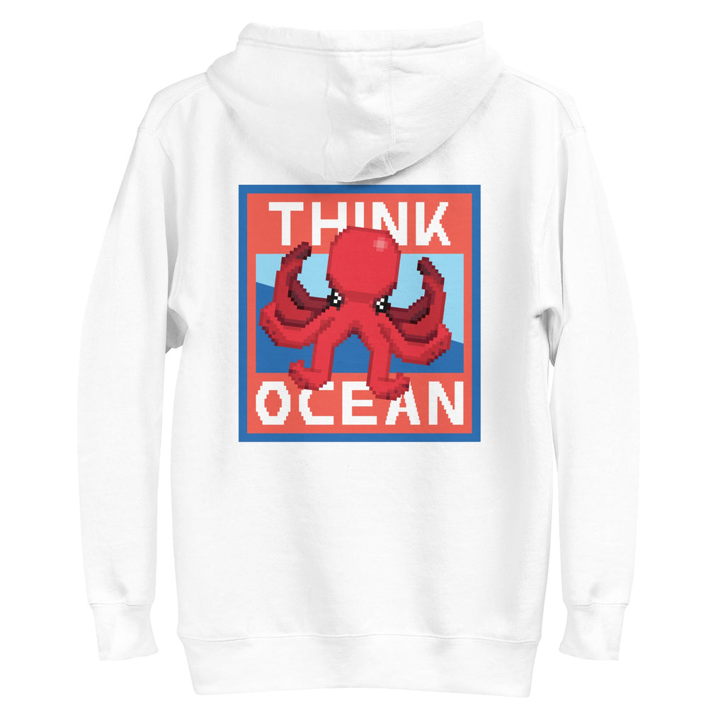 Think Ocean Octopus Pixel Art Cotton Blend Hoodie