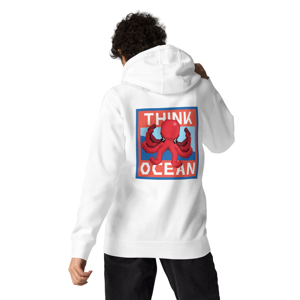 Think Ocean Octopus Pixel Art Cotton Blend Hoodie
