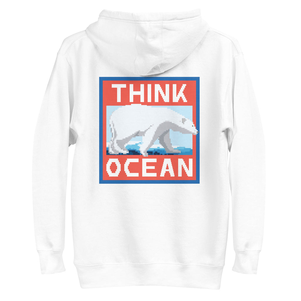 Think Ocean Polar Bear Pixel Art Cotton Blend Hoodie