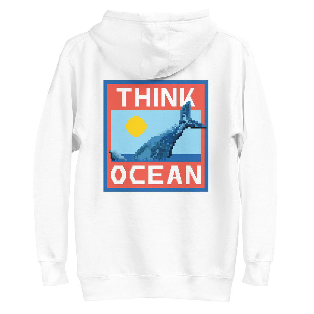 Think Ocean Whale Pixel Art Cotton Blend Hoodie