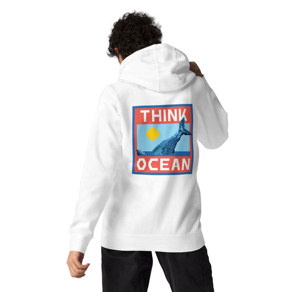 Think Ocean Whale Pixel Art Cotton Blend Hoodie