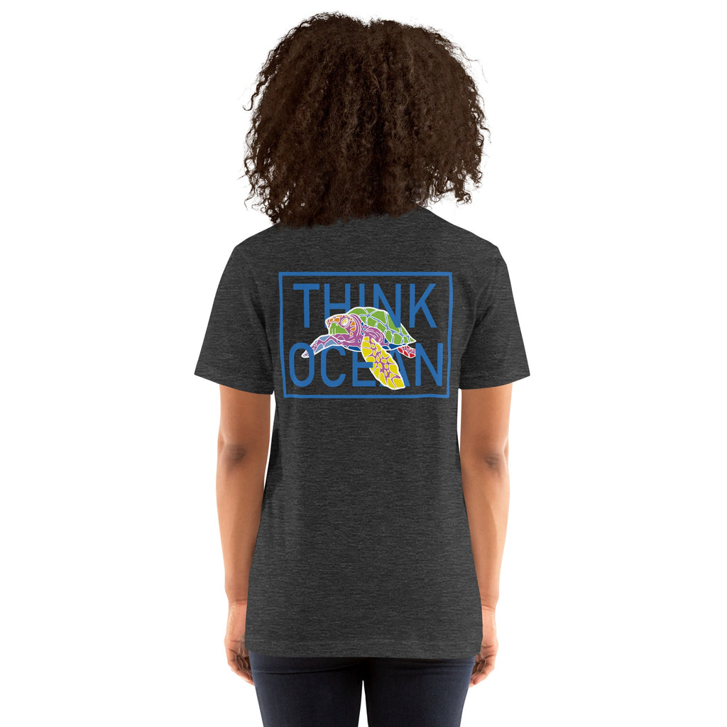 Think Ocean Turtle Fluorescence Cotton Embroidered T-Shirt