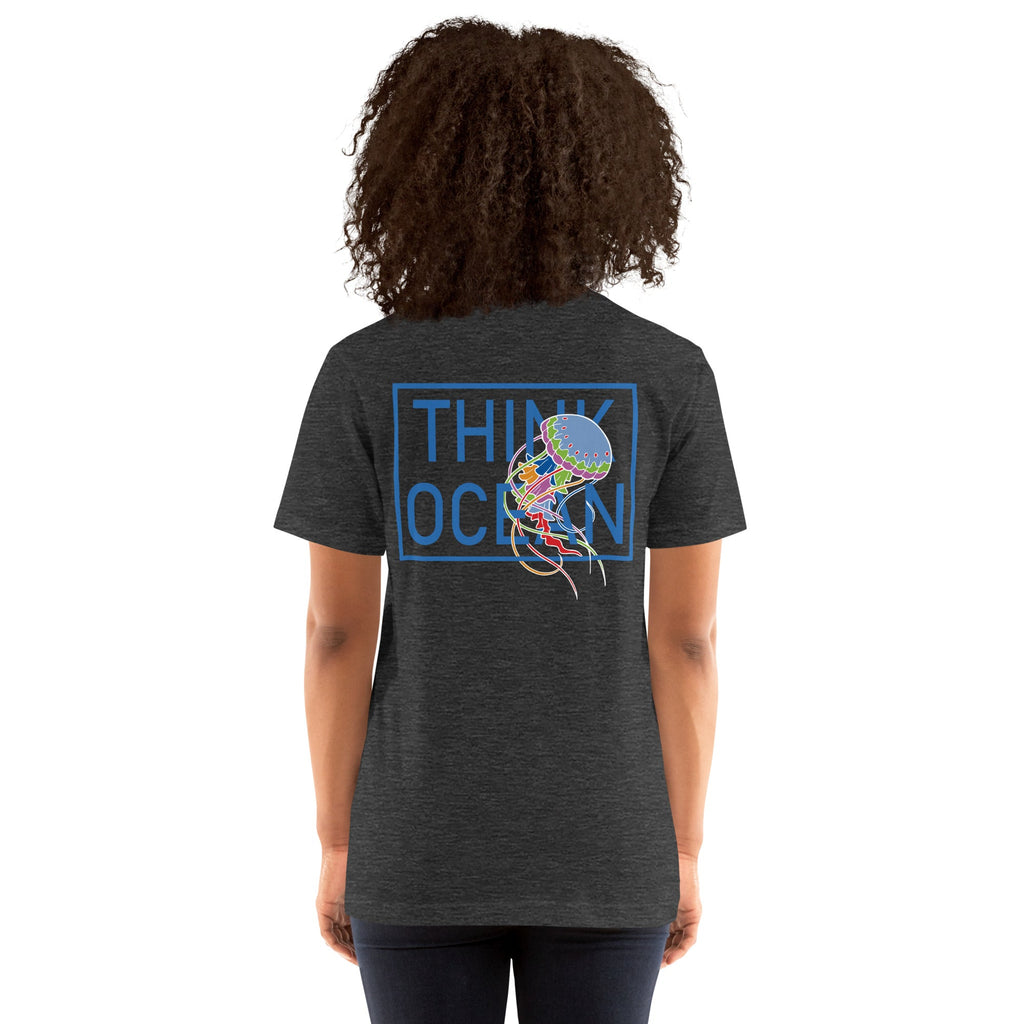 Think Ocean Jellyfish Fluorescence Cotton Embroidered T-Shirt