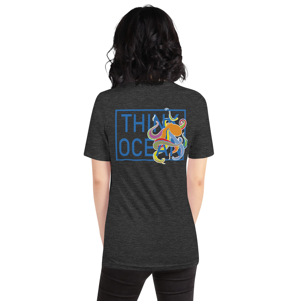 Think Ocean Octopus Fluorescence Cotton Embroidered T-Shirt