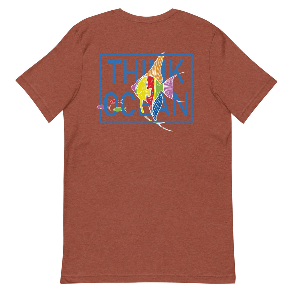 Think Ocean Fish Fluorescence Cotton Embroidered T-Shirt