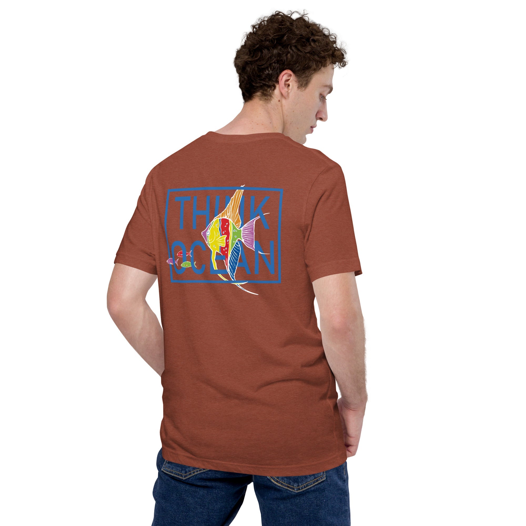 Think Ocean Fish Fluorescence Cotton Embroidered T-Shirt