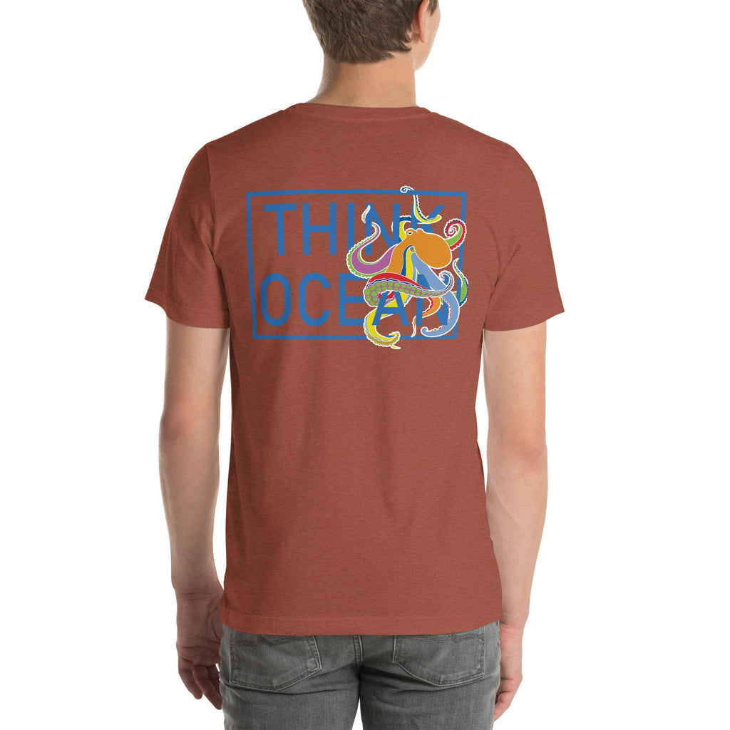 Think Ocean Octopus Fluorescence Cotton Embroidered T-Shirt