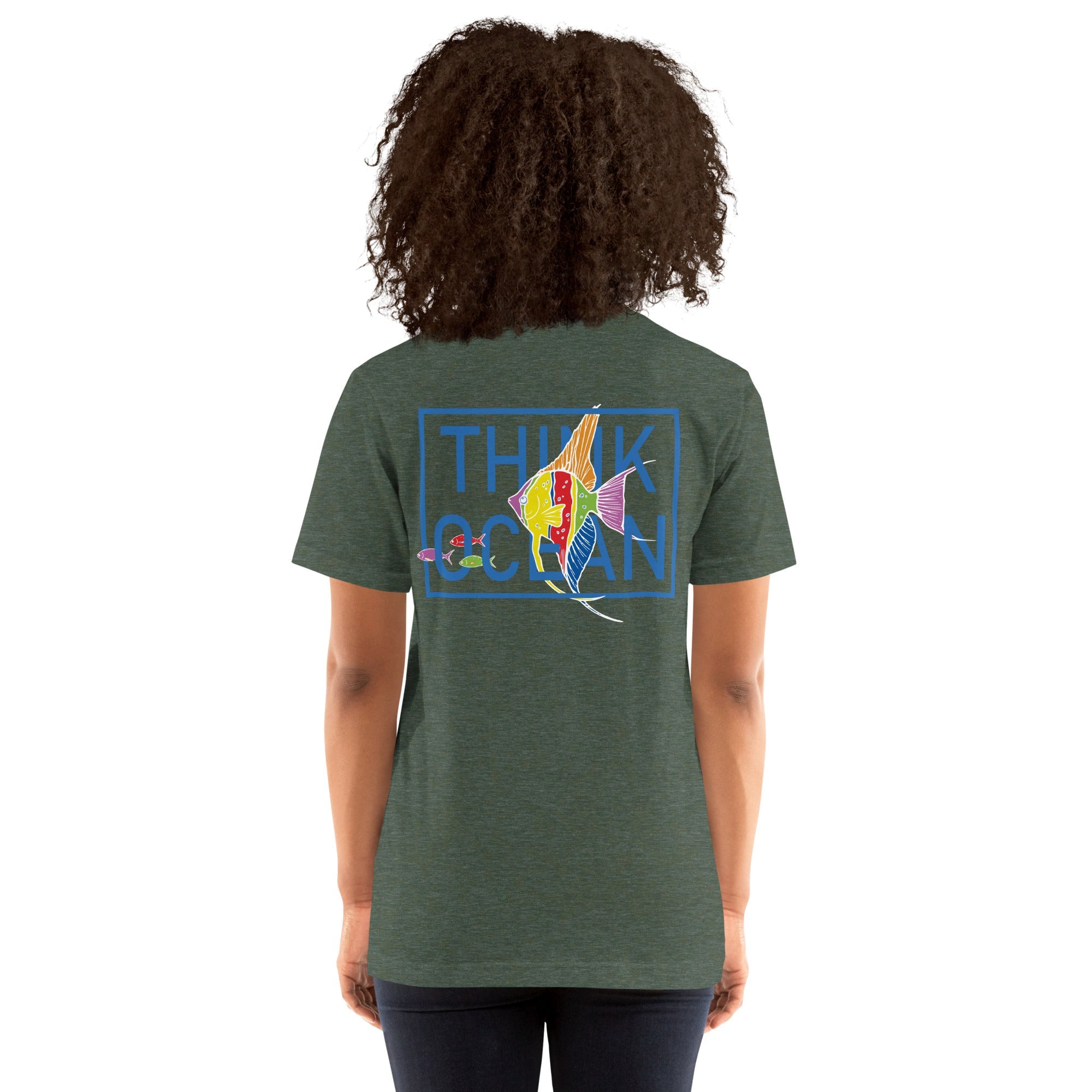 Think Ocean Fish Fluorescence Cotton Embroidered T-Shirt