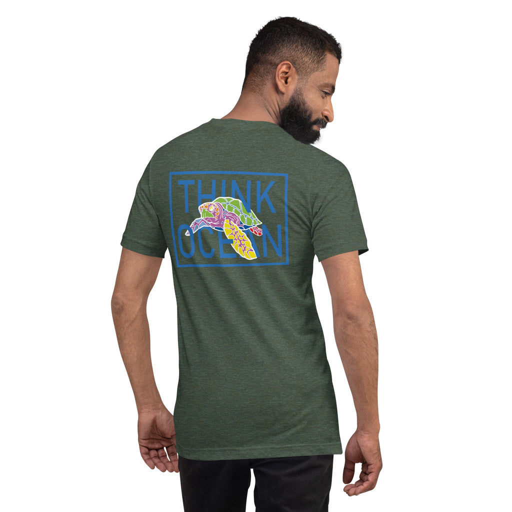 Think Ocean Turtle Fluorescence Cotton Embroidered T-Shirt