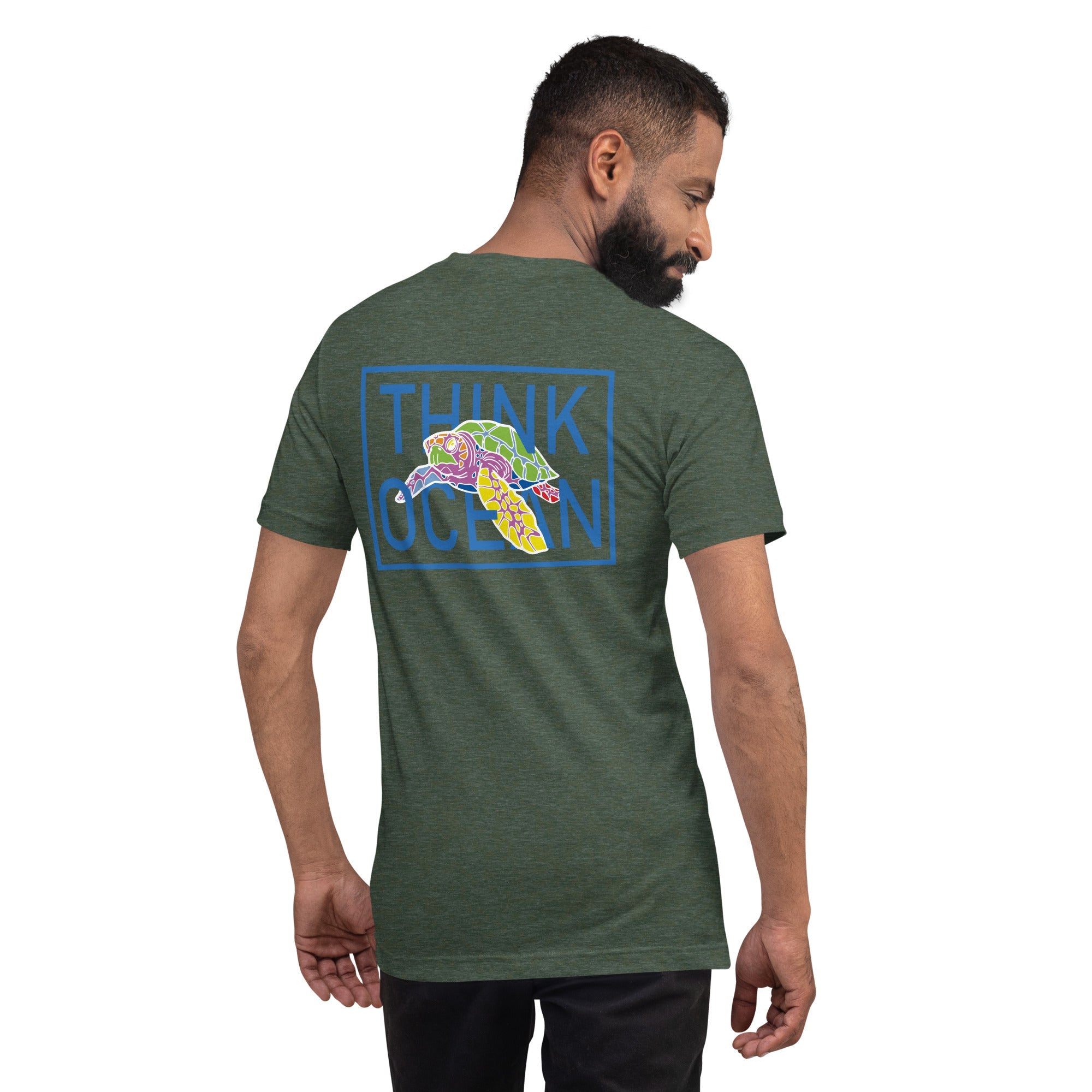 Think Ocean Turtle Fluorescence Cotton Embroidered T-Shirt