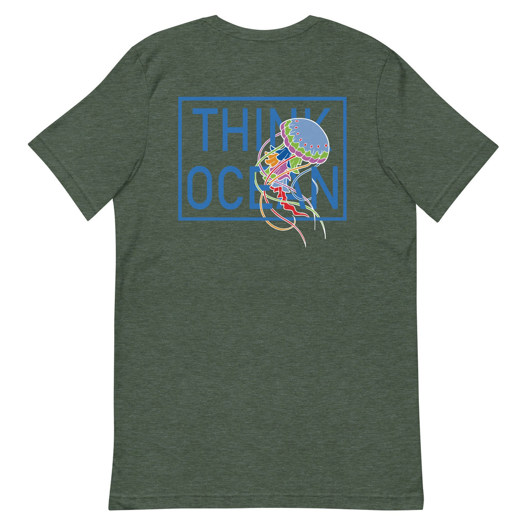 Think Ocean Jellyfish Fluorescence Cotton Embroidered T-Shirt