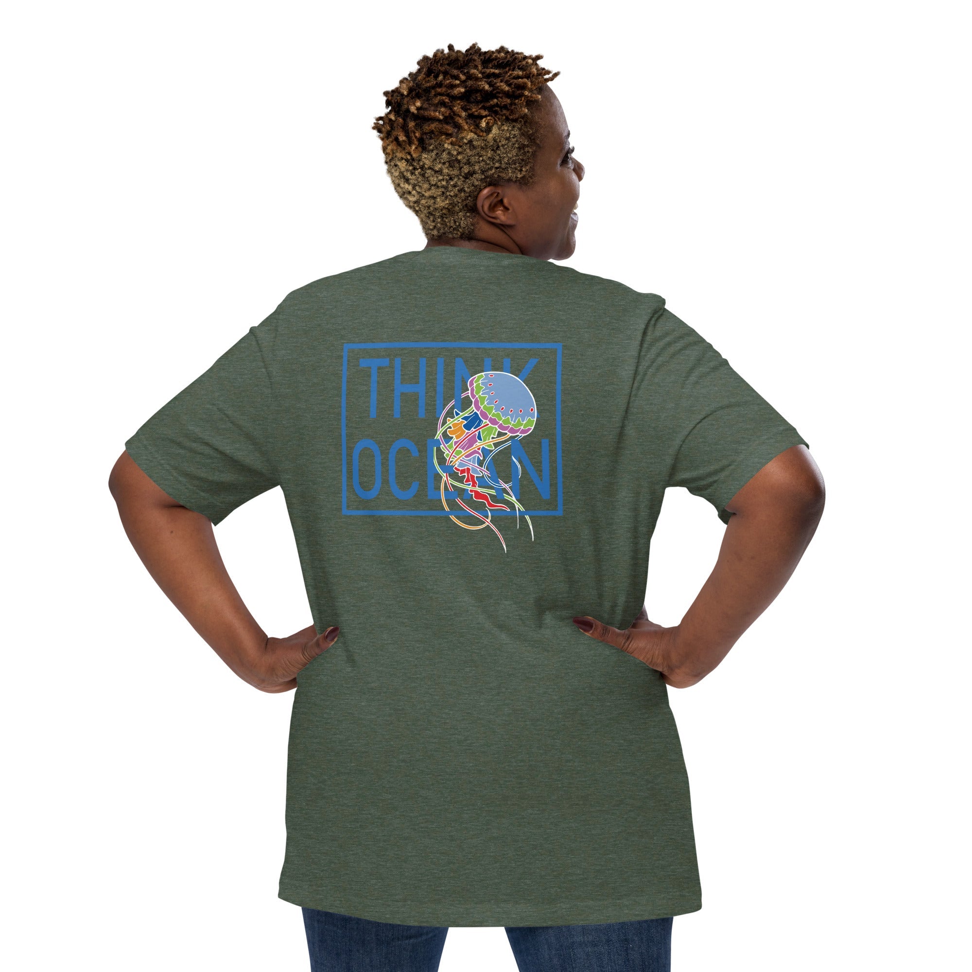 Think Ocean Jellyfish Fluorescence Cotton Embroidered T-Shirt