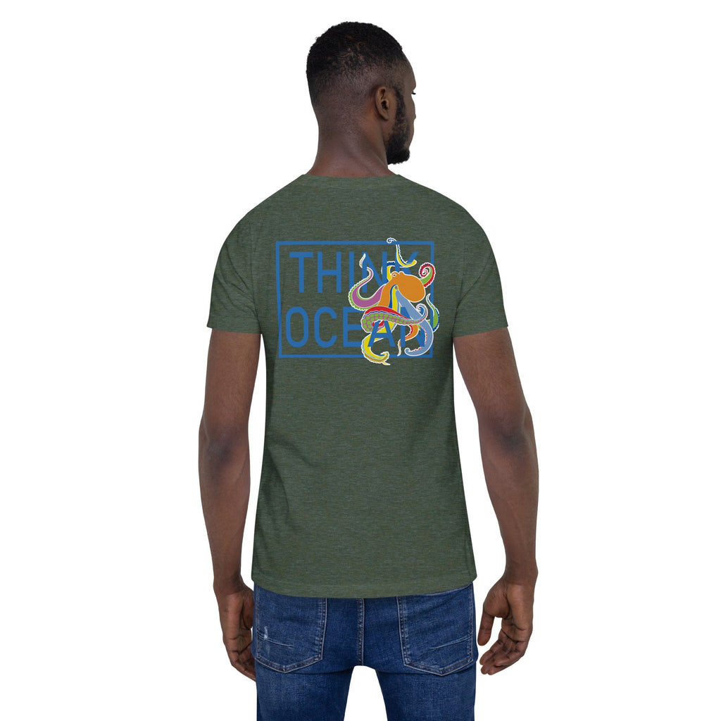 Think Ocean Octopus Fluorescence Cotton Embroidered T-Shirt