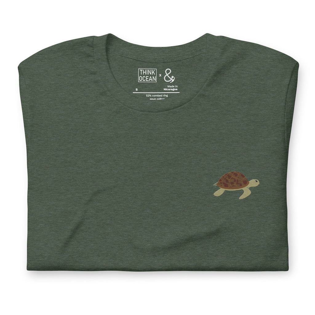 Think Ocean Turtle Aspirations Cotton Embroidered T-Shirt