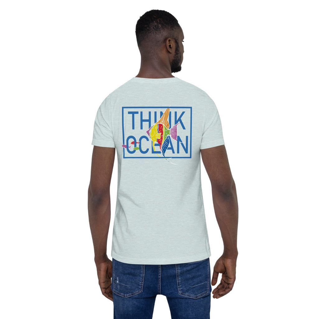 Think Ocean Fish Fluorescence Cotton Embroidered T-Shirt